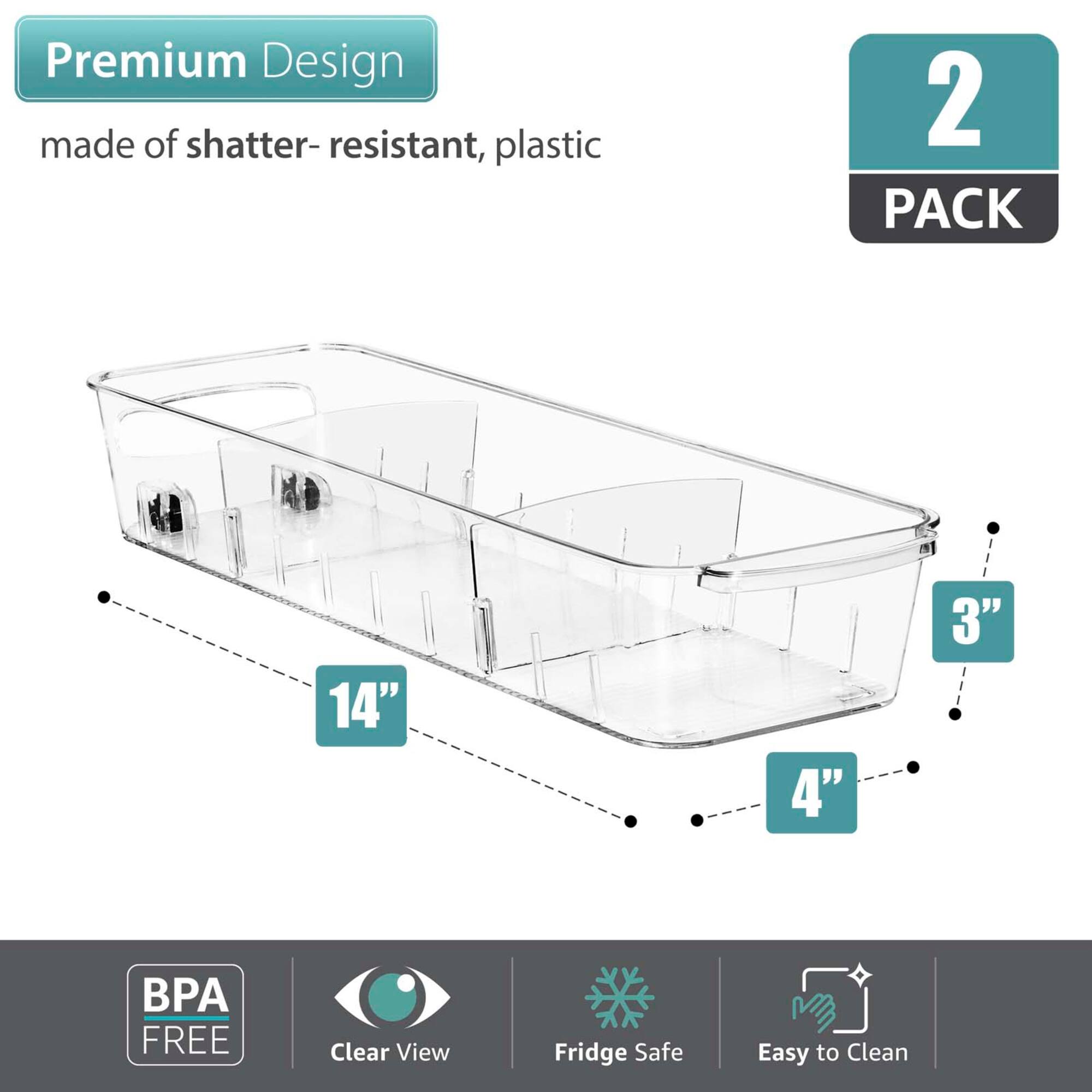 Sorbus Clear Organizing Bins on Wheels with Removable Dividers